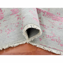 Load image into Gallery viewer, 8&#39;10&quot;x11&#39;3&quot; Beige and Pink, Broken Persian Tabriz Erased Design, Wool and Silk Hand Knotted, Oriental Rug FWR475650