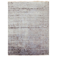 Load image into Gallery viewer, 8&#39;10&quot;x11&#39;9&quot; Silver Gray, Wool and Silk Hand Knotted, Broken Erased Persian Tabriz Design, Oriental Rug FWR475668
