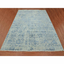 Load image into Gallery viewer, 10&#39;x13&#39;8&quot; Silver with Blue, Broken Persian Erased Vase Design, Wool and Silk Hand Knotted, Oriental Rug FWR475746