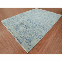 Load image into Gallery viewer, 10&#39;x13&#39;8&quot; Silver with Blue, Broken Persian Erased Vase Design, Wool and Silk Hand Knotted, Oriental Rug FWR475746