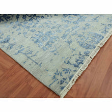 Load image into Gallery viewer, 10&#39;x13&#39;8&quot; Silver with Blue, Broken Persian Erased Vase Design, Wool and Silk Hand Knotted, Oriental Rug FWR475746