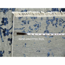 Load image into Gallery viewer, 10&#39;x13&#39;8&quot; Silver with Blue, Broken Persian Erased Vase Design, Wool and Silk Hand Knotted, Oriental Rug FWR475746