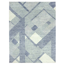 Load image into Gallery viewer, 9&#39;1&quot;x12&#39;1&quot; Battleship Gray, Soft Wool Hand Knotted, Geometric Art Deco Collection Soft to the Touch, Oriental Rug FWR475806