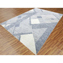 Load image into Gallery viewer, 9&#39;1&quot;x12&#39;1&quot; Battleship Gray, Soft Wool Hand Knotted, Geometric Art Deco Collection Soft to the Touch, Oriental Rug FWR475806