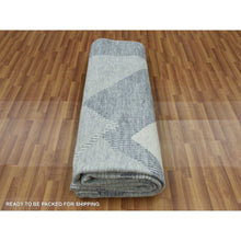 Load image into Gallery viewer, 9&#39;1&quot;x12&#39;1&quot; Battleship Gray, Soft Wool Hand Knotted, Geometric Art Deco Collection Soft to the Touch, Oriental Rug FWR475806