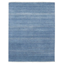 Load image into Gallery viewer, 8&#39;2&quot;x10&#39; Yale Blue, Wool and Silk Hand Knotted, Grass Design Dense Weave, Tone on Tone Soft Pile, Oriental Rug FWR475944