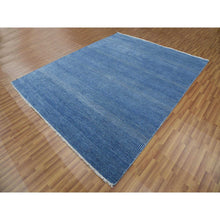 Load image into Gallery viewer, 8&#39;2&quot;x10&#39; Yale Blue, Wool and Silk Hand Knotted, Grass Design Dense Weave, Tone on Tone Soft Pile, Oriental Rug FWR475944