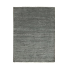 Load image into Gallery viewer, 5&#39;1&quot;x7&#39;1&quot; Gray, Hand Knotted Grass Design, Densely Woven Tone on Tone, Soft Pile Wool and Silk, Oriental Rug FWR476004