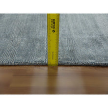 Load image into Gallery viewer, 3&#39;10&quot;x7&#39; Charcoal Gray, Tone on Tone Soft to the Touch, Wool and Silk Hand Knotted, Grass Design Dense Weave, Wide Runner Oriental Rug FWR476022