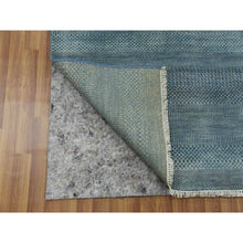 Load image into Gallery viewer, 4&#39;1&quot;x6&#39;2&quot; Little Boy Blue, Grass Design Densely Woven, Tone on Tone Soft Pile, Wool and Silk Hand Knotted, Oriental Rug FWR476040