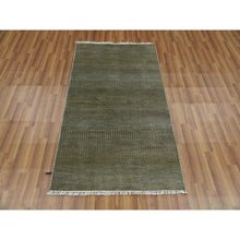 Load image into Gallery viewer, 3&#39;x5&#39;2&quot; Golden Brown, Wool and Silk Hand Knotted, Grass Design Dense Weave, Tone on Tone Soft Pile, Oriental Rug FWR476064