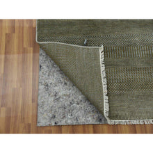 Load image into Gallery viewer, 3&#39;x5&#39;2&quot; Golden Brown, Wool and Silk Hand Knotted, Grass Design Dense Weave, Tone on Tone Soft Pile, Oriental Rug FWR476064