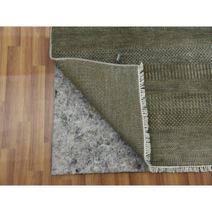 3'x5'2" Golden Brown, Wool and Silk Hand Knotted, Grass Design Dense Weave, Tone on Tone Soft Pile, Oriental Rug FWR476064
