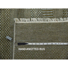 Load image into Gallery viewer, 3&#39;x5&#39;2&quot; Golden Brown, Wool and Silk Hand Knotted, Grass Design Dense Weave, Tone on Tone Soft Pile, Oriental Rug FWR476064