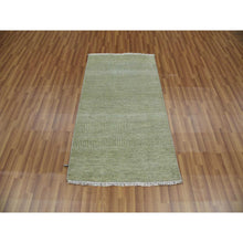 Load image into Gallery viewer, 3&#39;x5&#39;3&quot; Light Green, Hand Knotted Grass Design, Densely Woven Tone on Tone, Soft Pile Wool and Silk, Oriental Rug FWR476124