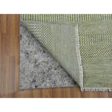 Load image into Gallery viewer, 3&#39;x5&#39;3&quot; Light Green, Hand Knotted Grass Design, Densely Woven Tone on Tone, Soft Pile Wool and Silk, Oriental Rug FWR476124