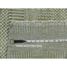 Load image into Gallery viewer, 3&#39;x5&#39;3&quot; Light Green, Hand Knotted Grass Design, Densely Woven Tone on Tone, Soft Pile Wool and Silk, Oriental Rug FWR476124