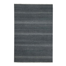 Load image into Gallery viewer, 6&#39;x9&#39; Yankees Blue, Densely Woven Tone on Tone, Soft to the Touch Wool and Silk, Hand Knotted Grass Design, Oriental Rug FWR476178