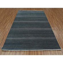 Load image into Gallery viewer, 6&#39;x9&#39; Yankees Blue, Densely Woven Tone on Tone, Soft to the Touch Wool and Silk, Hand Knotted Grass Design, Oriental Rug FWR476178