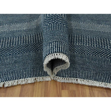 Load image into Gallery viewer, 6&#39;x9&#39; Yankees Blue, Densely Woven Tone on Tone, Soft to the Touch Wool and Silk, Hand Knotted Grass Design, Oriental Rug FWR476178