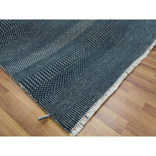 Load image into Gallery viewer, 6&#39;x9&#39; Yankees Blue, Densely Woven Tone on Tone, Soft to the Touch Wool and Silk, Hand Knotted Grass Design, Oriental Rug FWR476178