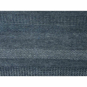 6'x9' Yankees Blue, Densely Woven Tone on Tone, Soft to the Touch Wool and Silk, Hand Knotted Grass Design, Oriental Rug FWR476178