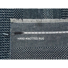 Load image into Gallery viewer, 6&#39;x9&#39; Yankees Blue, Densely Woven Tone on Tone, Soft to the Touch Wool and Silk, Hand Knotted Grass Design, Oriental Rug FWR476178