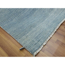 Load image into Gallery viewer, 6&#39;x9&#39;3&quot; Queen Blue, Grass Design Dense Weave, Tone on Tone Soft Pile, Wool and Silk Hand Knotted, Oriental Rug FWR476184