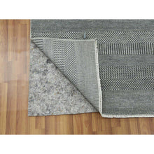 Load image into Gallery viewer, 6&#39;x9&#39;4&quot; Arsenic Gray, Hand Knotted Grass Design, Dense Weave Tone on Tone, Soft to the Touch Wool and Silk, Oriental Rug FWR476190