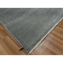 Load image into Gallery viewer, 6&#39;x9&#39;4&quot; Arsenic Gray, Hand Knotted Grass Design, Dense Weave Tone on Tone, Soft to the Touch Wool and Silk, Oriental Rug FWR476190