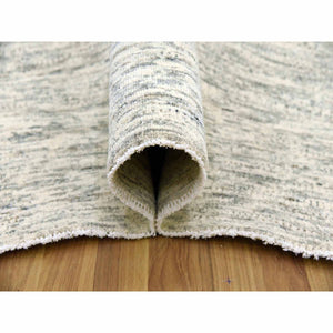 8'x10'1" Beige, Thick and Plush Hand Knotted, Undyed Natural Wool Organic Salt and Pepper Design, Oriental Rug FWR476262