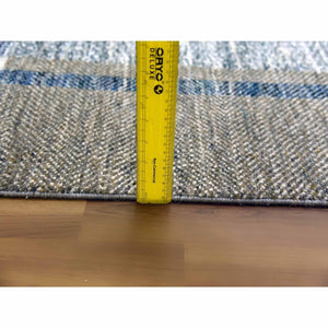 8'2"x10'2" Almond Brown, Modern Geometric Opened Up Plaid Design, 100% Wool Hand Knotted, Oriental Rug FWR476268