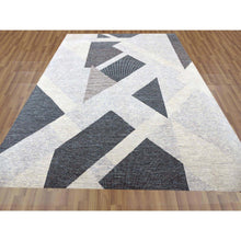 Load image into Gallery viewer, 11&#39;10&quot;x15&#39;2&quot; Gainsboro Gray, Geometric Art Deco Collection Soft to the Touch, Pure Wool Hand Knotted, Oversized Oriental Rug FWR476394