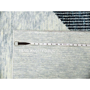 11'10"x15'2" Gainsboro Gray, Geometric Art Deco Collection Soft to the Touch, Pure Wool Hand Knotted, Oversized Oriental Rug FWR476394