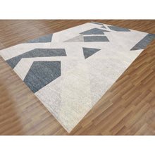 Load image into Gallery viewer, 12&#39;1&quot;x18&#39; Gainsboro Gray, Geometric Art Deco Collection Soft to the Touch, Extra Soft Wool Hand Knotted, Oversized Oriental Rug FWR476406