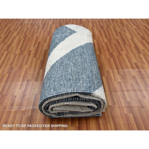 12'1"x18' Gainsboro Gray, Geometric Art Deco Collection Soft to the Touch, Extra Soft Wool Hand Knotted, Oversized Oriental Rug FWR476406