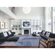 Load image into Gallery viewer, 12&#39;x15&#39;5&quot; Beau Blue, Hand Knotted Geometric Art Deco Collection, Soft to the Touch 100% Wool, Oversized Oriental Rug FWR476424