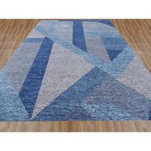 Load image into Gallery viewer, 12&#39;x15&#39;5&quot; Beau Blue, Hand Knotted Geometric Art Deco Collection, Soft to the Touch 100% Wool, Oversized Oriental Rug FWR476424