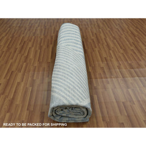 12'2"x15'2" Steel Blue, Hand Knotted Geometric Art Deco Collection, Soft to the Touch 100% Wool, Oversized Oriental Rug FWR476460