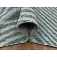 Load image into Gallery viewer, 9&#39;1&quot;x12&#39;1&quot; Steel Blue, Pure Wool Hand Knotted, Geometric Art Deco Collection Soft to the Touch, Oriental Rug FWR476466