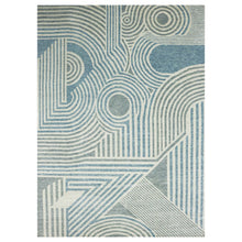 Load image into Gallery viewer, 10&#39;1&quot;x14&#39; Steel Blue, Soft Wool Hand Knotted, Geometric Art Deco Collection Soft to the Touch, Oriental Rug FWR476472