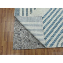 Load image into Gallery viewer, 10&#39;1&quot;x14&#39; Steel Blue, Soft Wool Hand Knotted, Geometric Art Deco Collection Soft to the Touch, Oriental Rug FWR476472