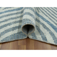 Load image into Gallery viewer, 10&#39;1&quot;x14&#39; Steel Blue, Soft Wool Hand Knotted, Geometric Art Deco Collection Soft to the Touch, Oriental Rug FWR476472