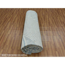 Load image into Gallery viewer, 10&#39;1&quot;x14&#39; Steel Blue, Soft Wool Hand Knotted, Geometric Art Deco Collection Soft to the Touch, Oriental Rug FWR476472