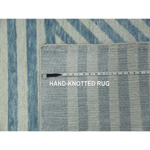 Load image into Gallery viewer, 10&#39;1&quot;x14&#39; Steel Blue, Soft Wool Hand Knotted, Geometric Art Deco Collection Soft to the Touch, Oriental Rug FWR476472