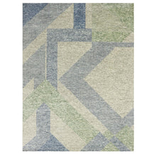 Load image into Gallery viewer, 9&#39;x12&#39;2&quot; Camouflage Green, Geometric Art Deco Collection, Pure Wool Hand Knotted, Oriental Rug FWR476502