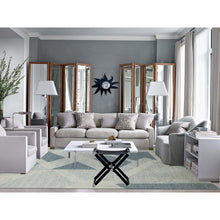 Load image into Gallery viewer, 10&#39;2&quot;x14&#39;2&quot; Stone Blue, 100% Wool Hand Knotted, Geometric Art Deco Collection, Oriental Rug FWR476532