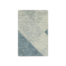 Load image into Gallery viewer, 2&#39;x3&#39; Stone Blue, Extra Soft Wool Hand Knotted, Geometric Art Deco Collection, Mat Oriental Rug FWR476550