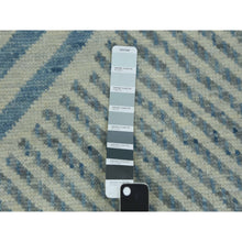 Load image into Gallery viewer, 2&#39;x3&#39; Steel Blue, Geometric Art Deco Collection Soft to the Touch, Natural Wool Hand Knotted, Mat Oriental Rug FWR476592