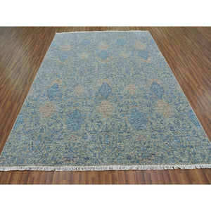 8'x10' Blue, Tone on tone Obscured and Subtle Collection, Soft pile, 100% Wool,Hand Knotted, Oriental Rug FWR476634